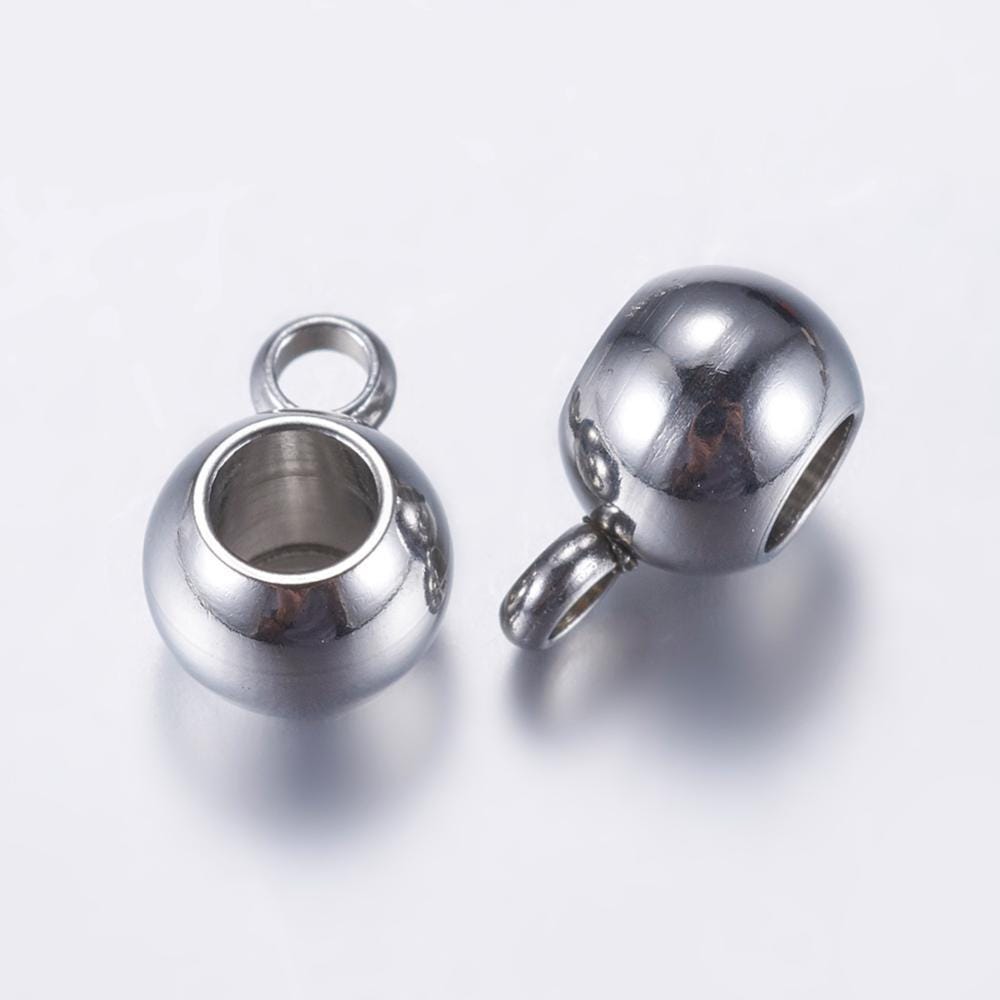 Bail Beads - Charm Hanger Beads - Silver Beads - Metal Spacers - Metal Beads - 50pcs - 6mm - (6034)