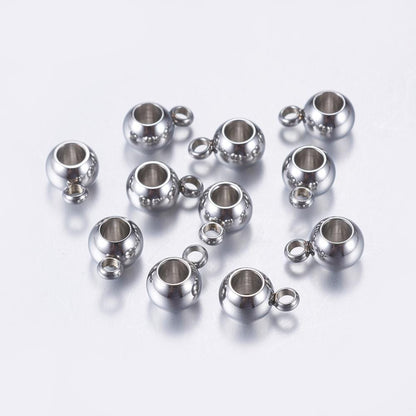 Bail Beads - Charm Hanger Beads - Silver Beads - Metal Spacers - Metal Beads - 50pcs - 6mm - (6034)
