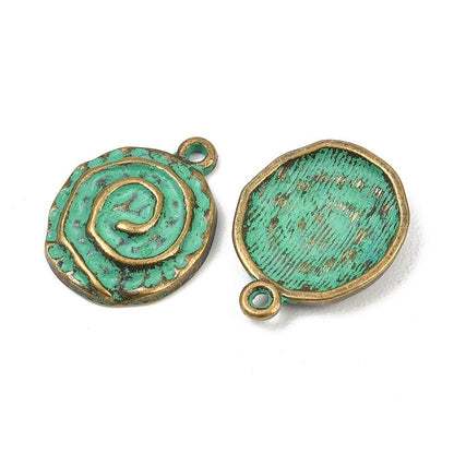 Antique Bronze Patina Metal Spiral Charms - 22x17mm - 10pcs - (4247)