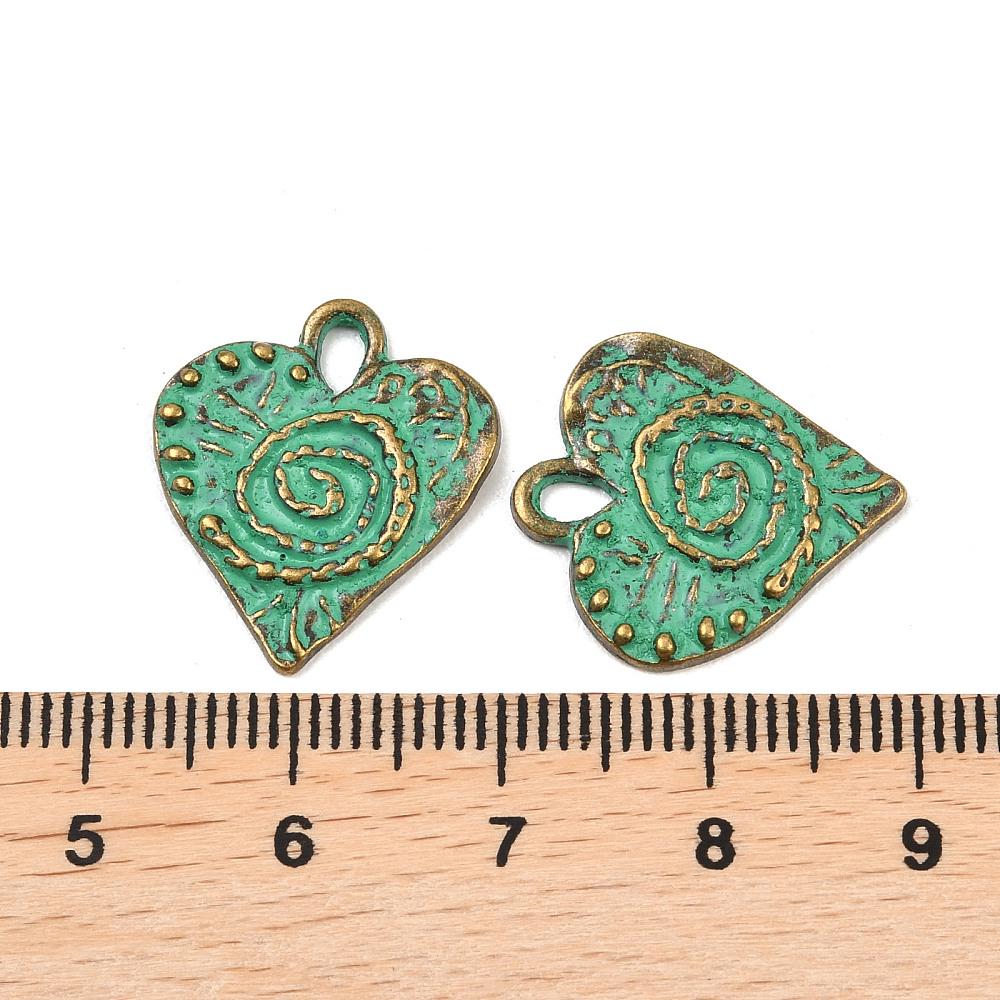 Antique Bronze Patina Metal Heart Charms - 20x18mm - 10pcs - (5969)