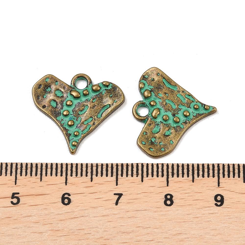 Antique Bronze Patina Metal Heart Charms - 17x19mm - 10pcs - (1492)