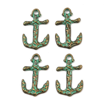 Antique Bronze Patina Metal Anchor Design Charms - 20x13mm - 10pcs - (4786)