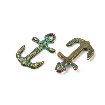 Antique Bronze Patina Metal Anchor Design Charms - 20x13mm - 10pcs - (4786)