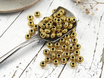Antique Gold Metal Spacer Beads - 200pcs - 5x6mm - (A679)