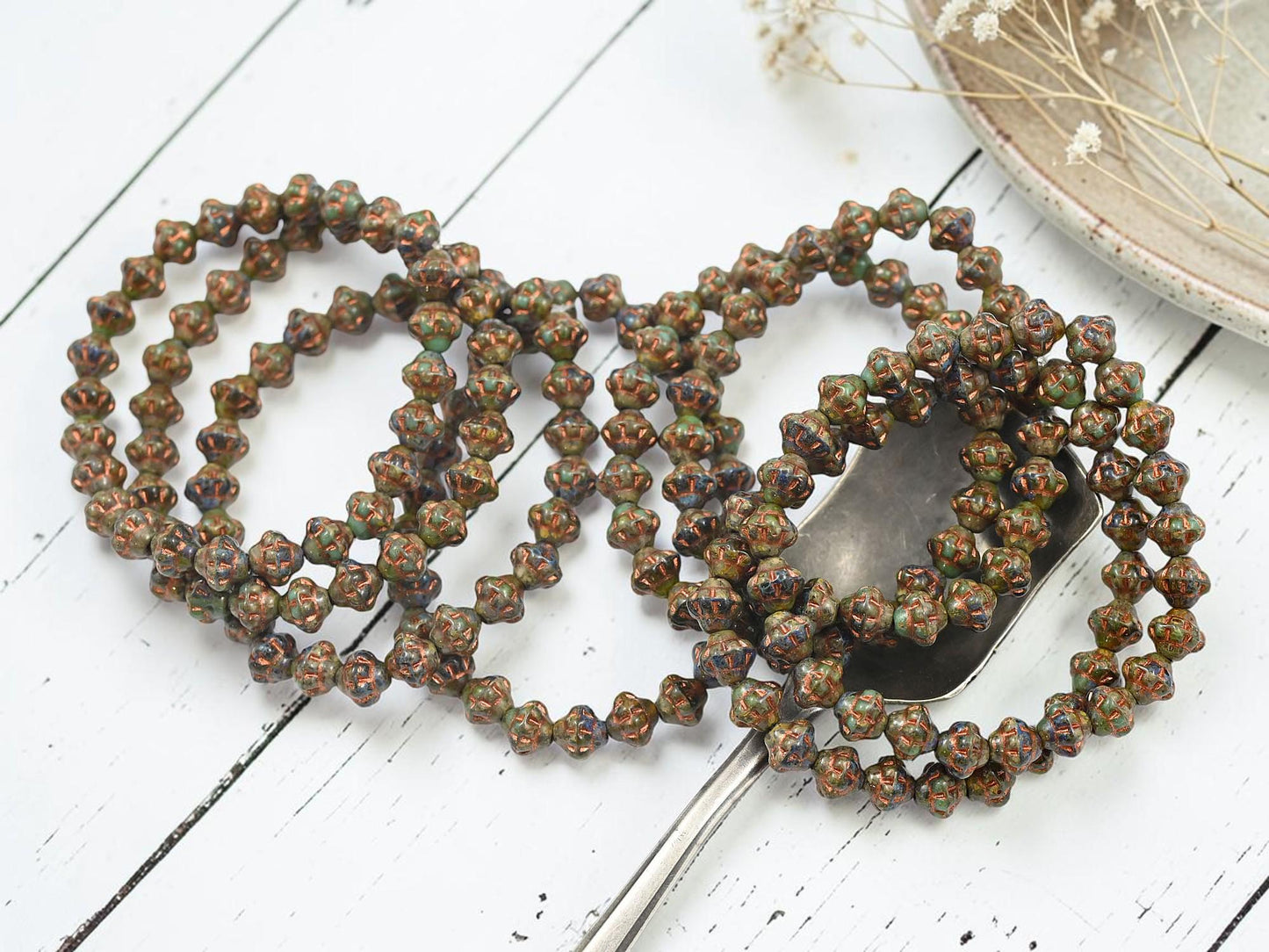 Czech Pressed Glass Small Saturn Saucer Beads - Copper Washed Blended Glass - 25pcs - 6mm - (2769)