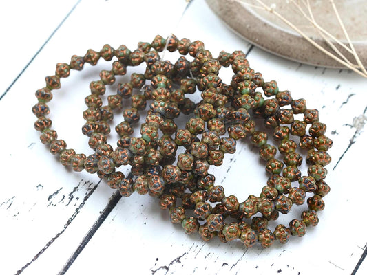 Czech Pressed Glass Small Saturn Saucer Beads - Copper Washed Blended Glass - 25pcs - 6mm - (2769)
