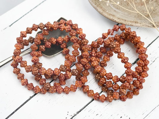 Czech Pressed Glass Small Saturn Saucer Beads - Copper Washed Orange + Red - 25pcs - 6mm - (2280)