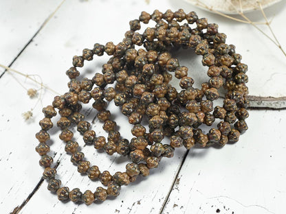 Czech Pressed Glass Small Saturn Saucer Beads - Gold Washed Blended Glass - 25pcs - 6mm - (2812)