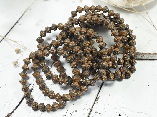 Czech Pressed Glass Small Saturn Saucer Beads - Gold Washed Blended Glass - 25pcs - 6mm - (2812)