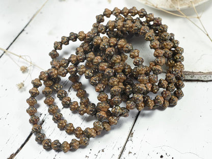 Czech Pressed Glass Small Saturn Saucer Beads - Gold Washed Blended Glass - 25pcs - 6mm - (2812)