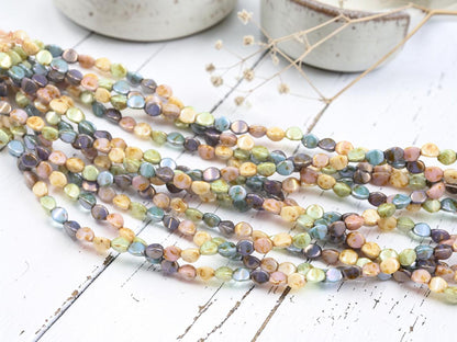 Czech Glass Pinch Beads - Opaque 5 Color Luster Picasso - 5x3mm - 35pcs - (186)