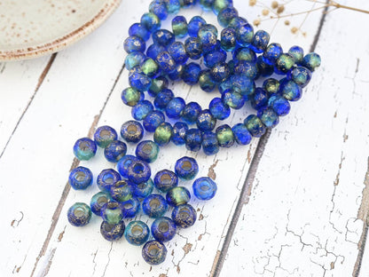 Czech Glass Beads - Roller Rondelle - Large Hole Beads - Fire Polished Beads - Rondelle Beads - Roller Beads - 6x9mm - 25pcs - (4309)