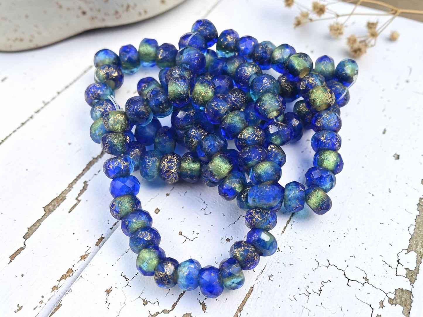 Czech Glass Beads - Roller Rondelle - Large Hole Beads - Fire Polished Beads - Rondelle Beads - Roller Beads - 6x9mm - 25pcs - (4309)