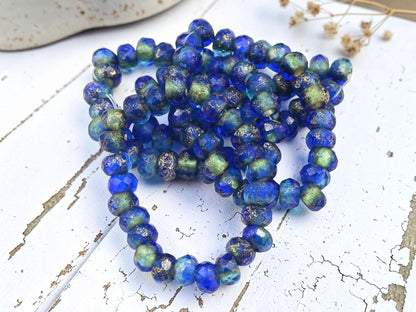Czech Glass Beads - Roller Rondelle - Large Hole Beads - Fire Polished Beads - Rondelle Beads - Roller Beads - 6x9mm - 25pcs - (4309)