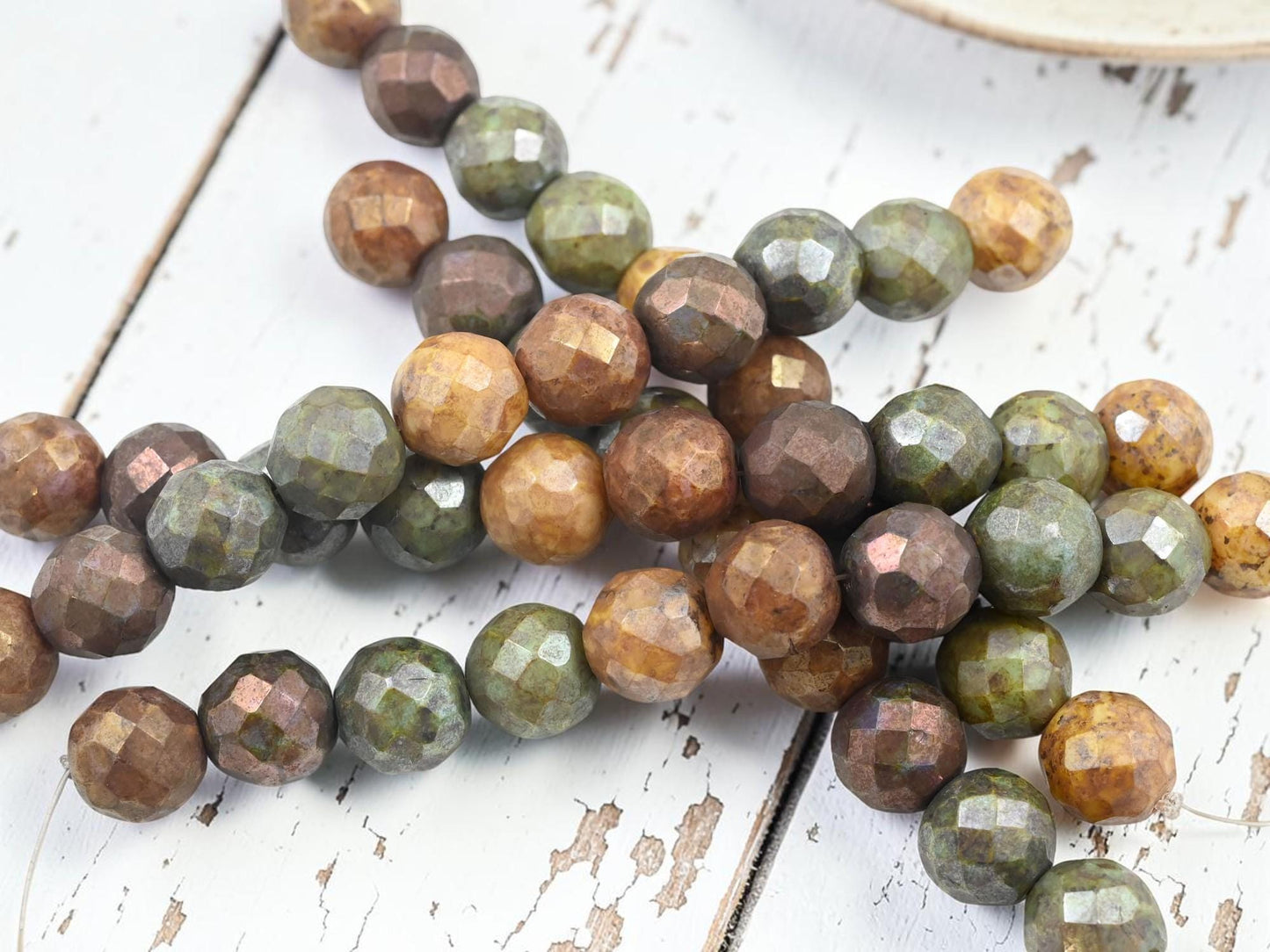 Old Stock Czech Glass Faceted Fire Polished Large Round Beads - 12mm - 10pcs - (B136)
