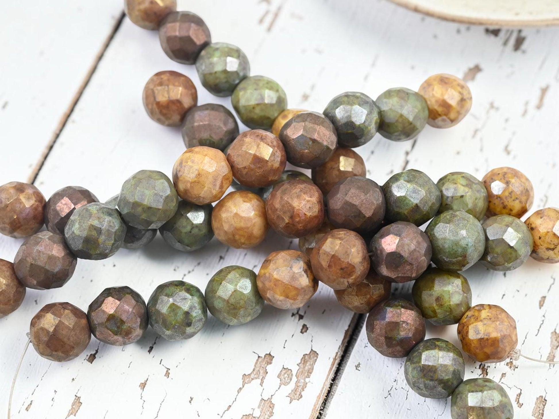 Old Stock Czech Glass Faceted Fire Polished Large Round Beads - 12mm - 10pcs - (B136)