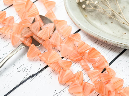 Czech Glass Old Stock Top Drilled Triangle Dangle Beads - Striped Orange Crystal - 13mm - 16pcs - (B576)