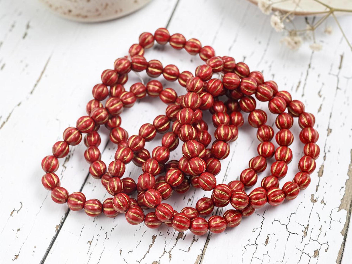 Czech Glass Beads - 6mm Beads - Melon Beads - Picasso Beads - Round Beads - 25pcs - (675)
