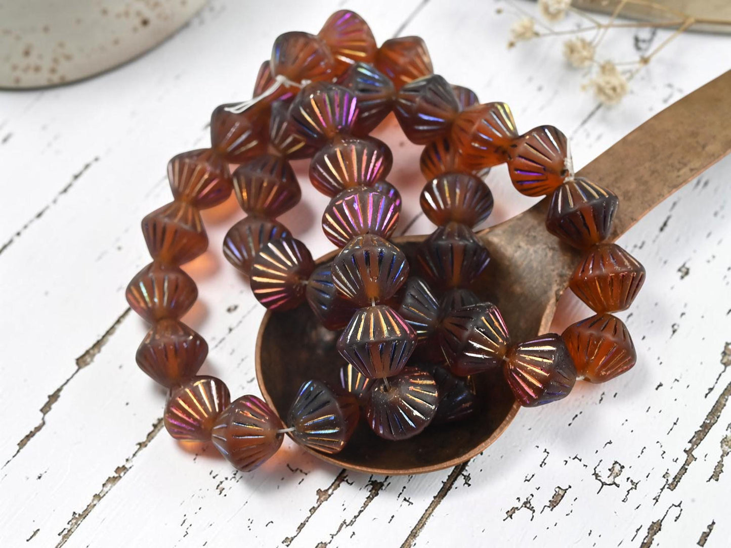 Czech Glass Beads - Bicone Beads - Picasso Beads - 11mm - 15pcs - (1411)