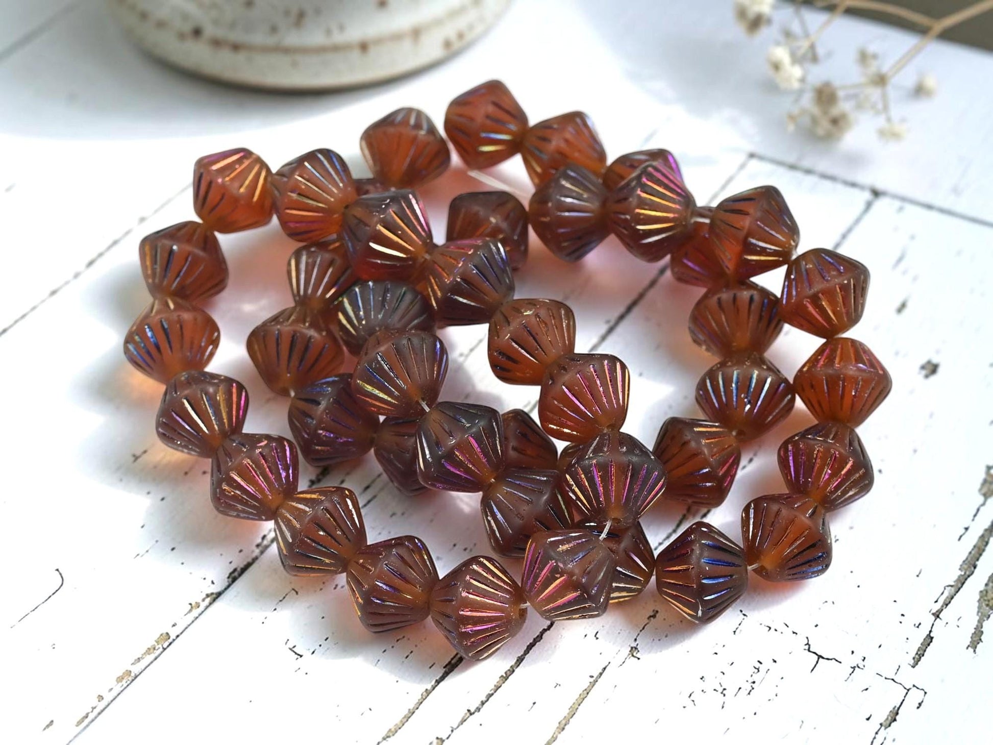 Czech Glass Beads - Bicone Beads - Picasso Beads - 11mm - 15pcs - (1411)