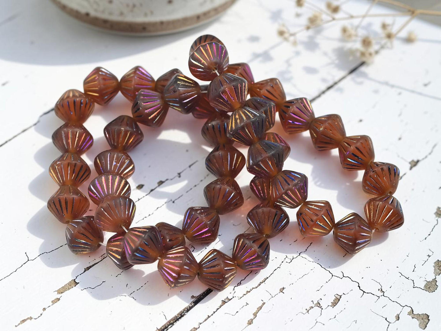 Czech Glass Beads - Bicone Beads - Picasso Beads - 11mm - 15pcs - (1411)
