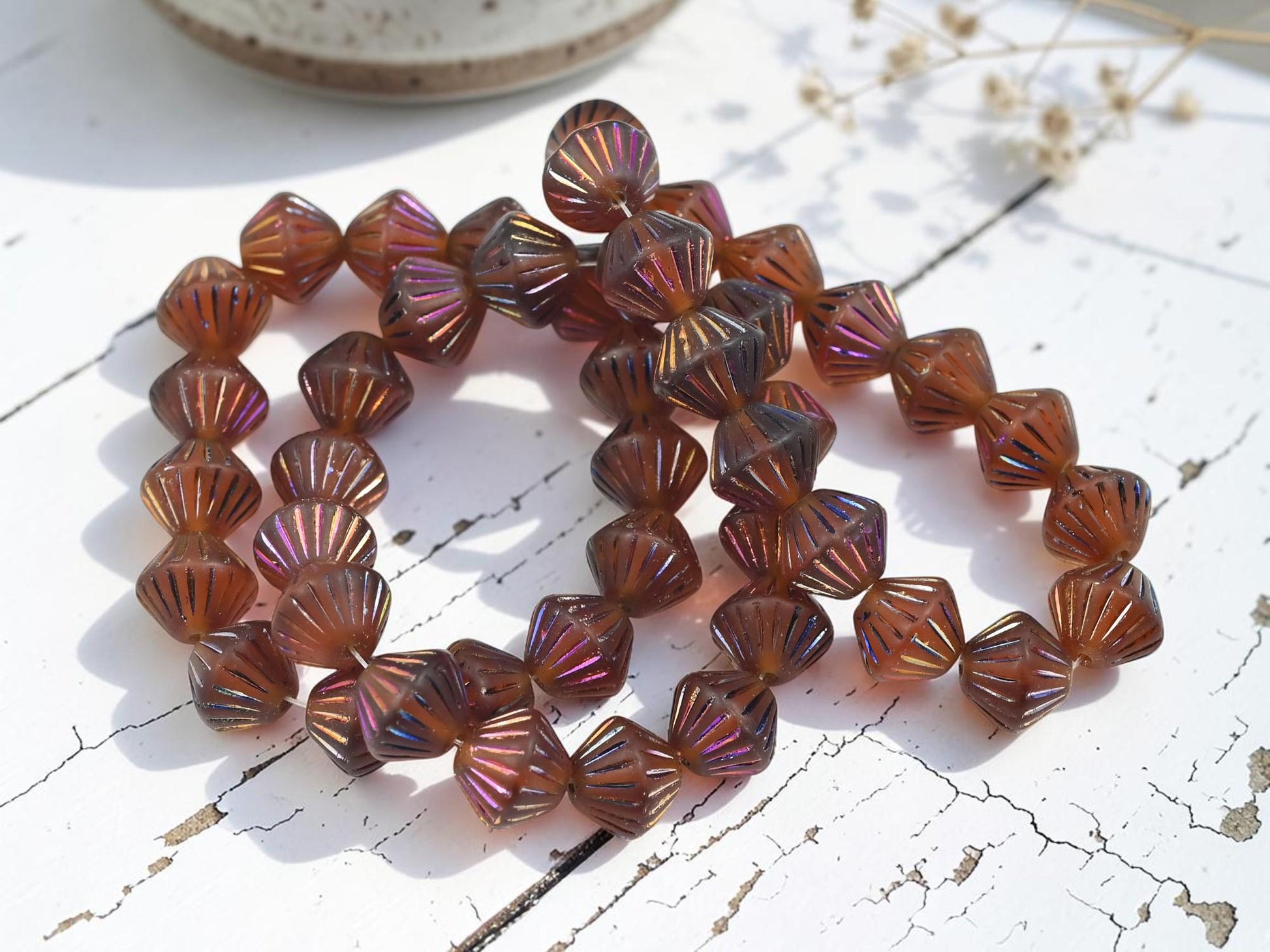 Czech Glass Beads - Bicone Beads - Picasso Beads - 11mm - 15pcs - (1411)