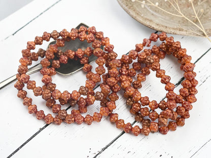 Czech Pressed Glass Small Saturn Saucer Beads - Copper Washed Orange + Red - 25pcs - 6mm - (2280)