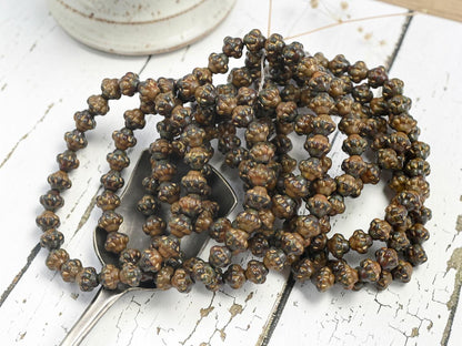 Czech Pressed Glass Small Saturn Saucer Beads - Gold Washed Blended Glass - 25pcs - 6mm - (2812)