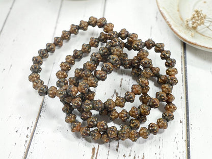 Czech Pressed Glass Small Saturn Saucer Beads - Gold Washed Blended Glass - 25pcs - 6mm - (2812)