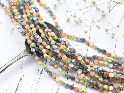 Czech Glass Pinch Beads - Opaque 5 Color Luster Picasso - 5x3mm - 35pcs - (186)