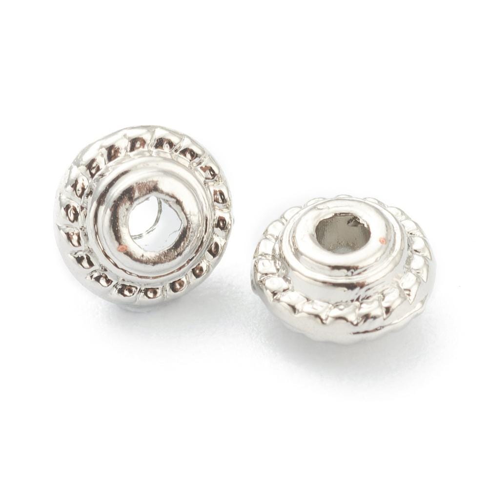 Metal Beads - Silver Spacers - Platinum Beads - Silver Spacer Beads - Metal Spacer Beads - 5x3mm - 50pcs - (A511)
