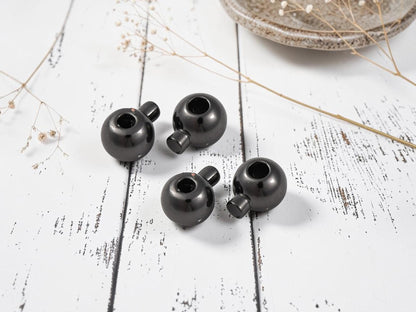One Touch Crimp Beads - Gunmetal Crimps - Stopper Beads - Gunmetal Jewelry Findings - 5x4mm- 50pcs - (387)