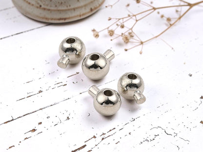 One Touch Crimp Beads - Silver Crimps - Stopper Beads - Silver Jewelry Findings - 5x4mm- 50pcs - (5961)