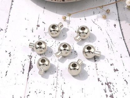 One Touch Crimp Beads - Silver Crimps - Stopper Beads - Silver Jewelry Findings - 5x4mm- 50pcs - (5961)