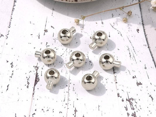 One Touch Crimp Beads - Silver Crimps - Stopper Beads - Silver Jewelry Findings - 5x4mm- 50pcs - (5961)