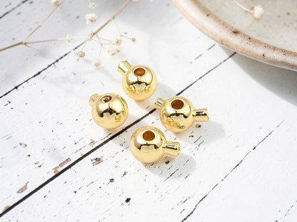 One Touch Crimp Beads - Gold Crimps - Stopper Beads - Gold Jewelry Findings - 5x4mm- 50pcs - (3184)