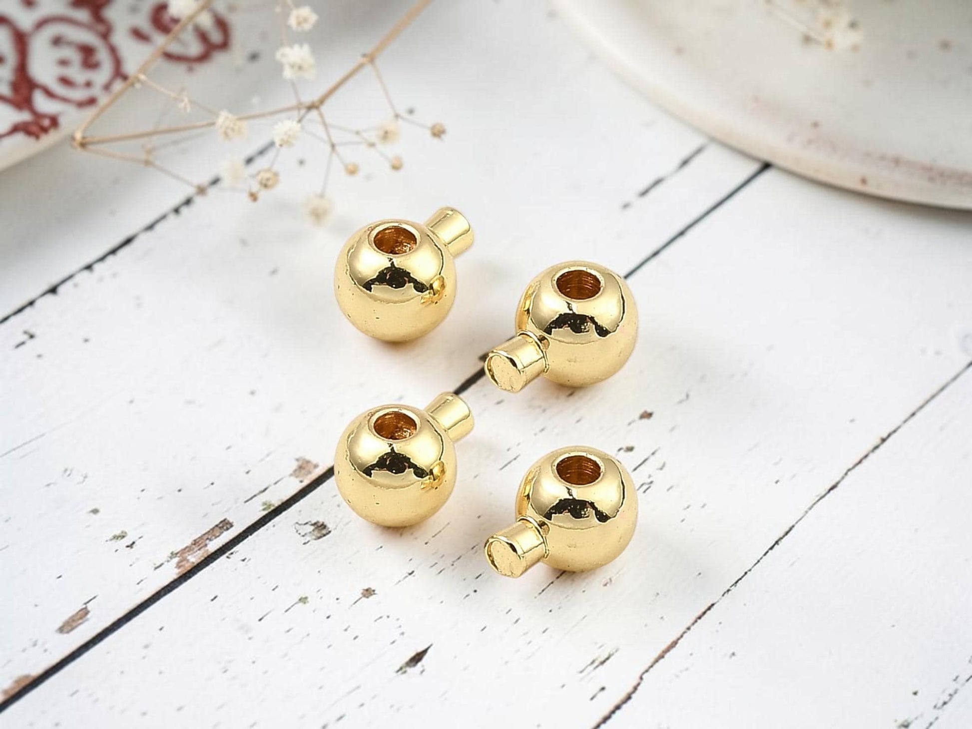 One Touch Crimp Beads - Gold Crimps - Stopper Beads - Gold Jewelry Findings - 5x4mm- 50pcs - (3184)