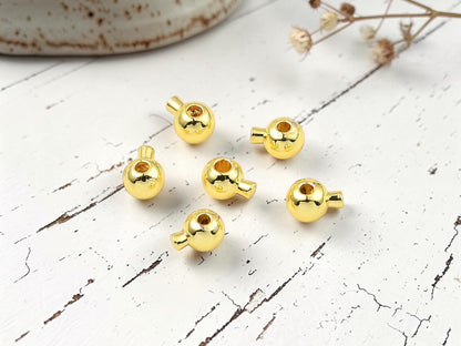 One Touch Crimp Beads - 18k Gold Crimps - Stopper Beads - Gold Jewelry Findings - 5x4mm- 50pcs - (688)