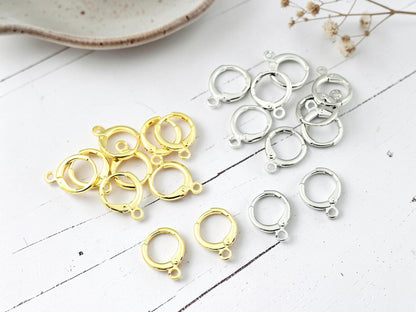 Earring Hoop Components - 18k Gold Plated or Platinum Plated - 5 Pairs - 15x12mm