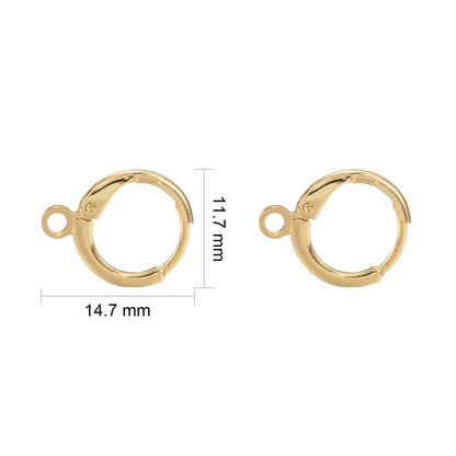 Earring Hoop Components - 18k Gold Plated or Platinum Plated - 5 Pairs - 15x12mm