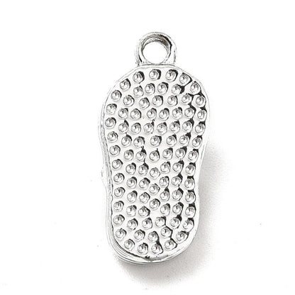 Platinum Silver Rhinestone Flip Flop Sandal Beach Charms - 4pcs - 18x9mm - (5084)