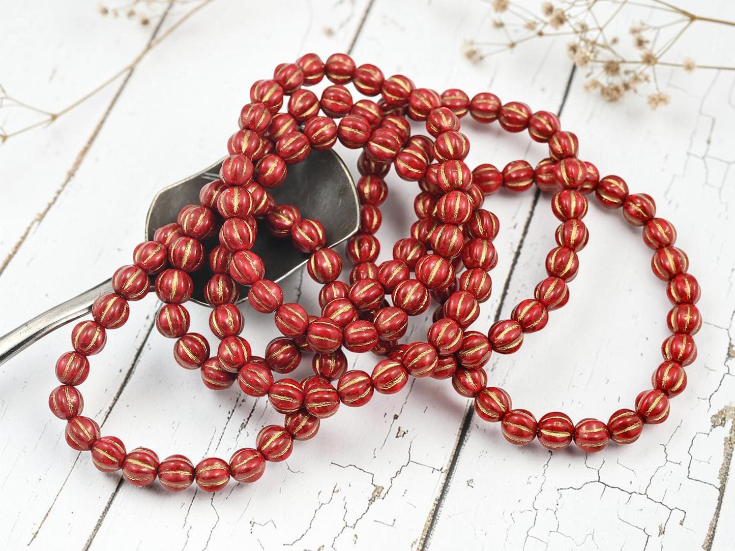 Czech Glass Beads - 6mm Beads - Melon Beads - Picasso Beads - Round Beads - 25pcs - (675)