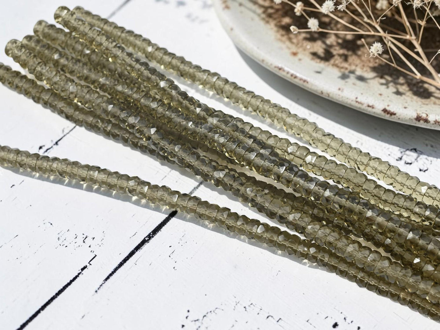 Czech Glass Faceted Fire Polished Heishi Rondelle Beads - Transparent Black Diamond - 6x3mm - 65pcs - (5386)