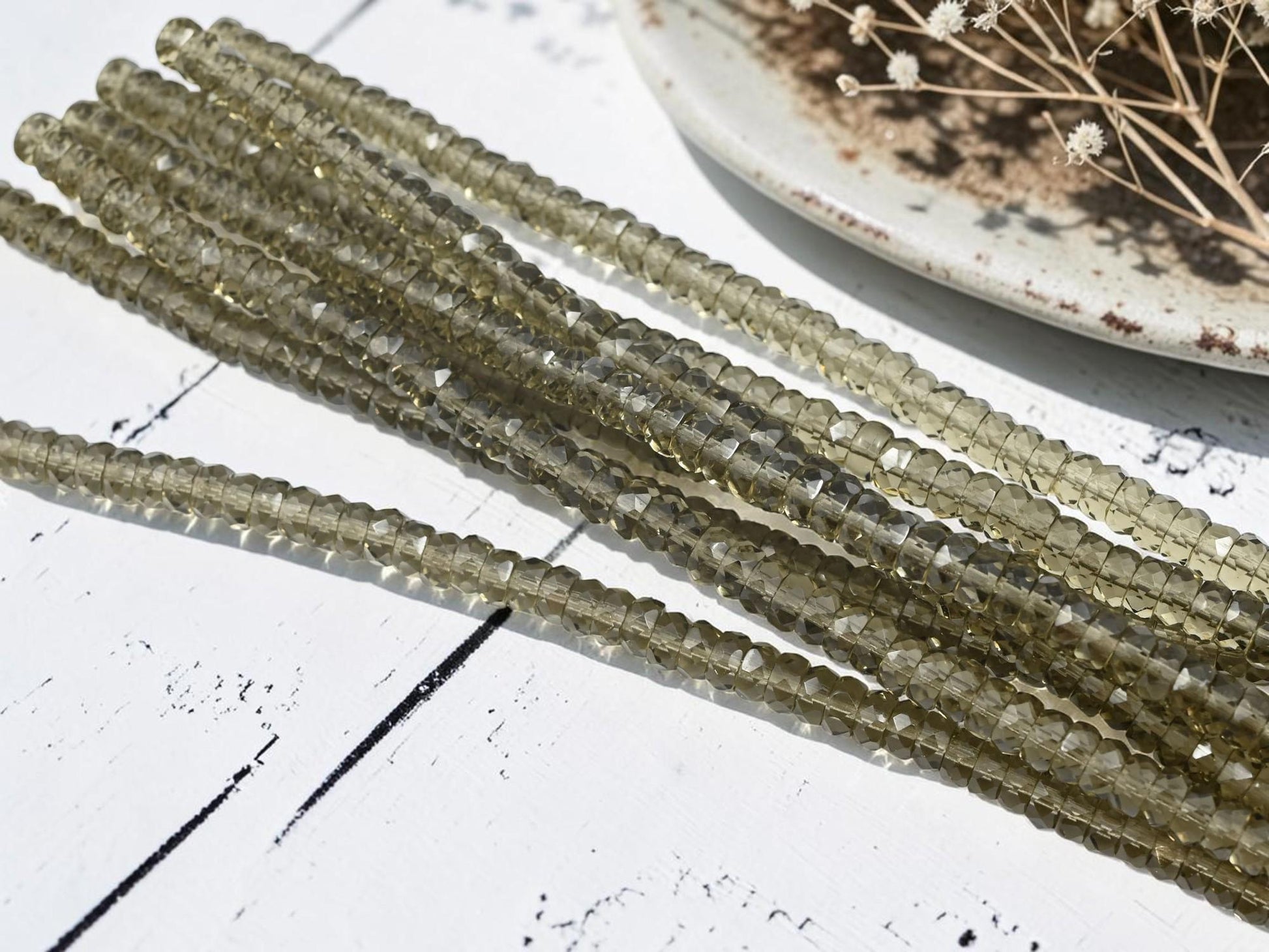 Czech Glass Faceted Fire Polished Heishi Rondelle Beads - Transparent Black Diamond - 6x3mm - 65pcs - (5386)