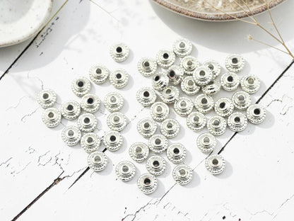 Metal Beads - Silver Spacers - Platinum Beads - Silver Spacer Beads - Metal Spacer Beads - 5x3mm - 50pcs - (A511)