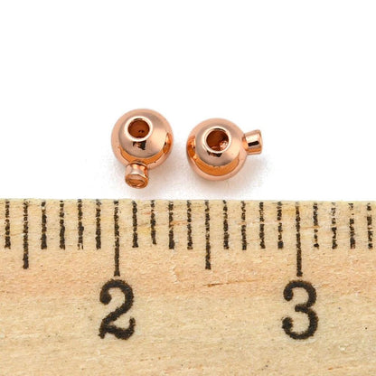 One Touch Crimp Beads - Rose Gold Crimps - Stopper Beads - Rose Gold Jewelry Findings - 5x4mm- 50pcs - (2701)