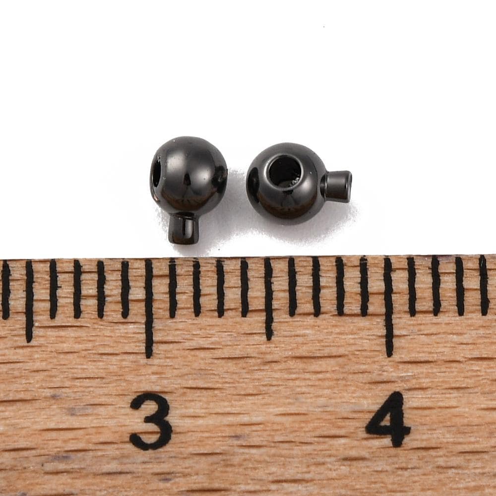 One Touch Crimp Beads - Gunmetal Crimps - Stopper Beads - Gunmetal Jewelry Findings - 5x4mm- 50pcs - (387)