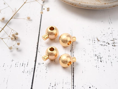 One Touch Crimp Beads - Gold Crimps - Stopper Beads - Gold Jewelry Findings - 18k Gold - 4x3mm- 50pcs - (3758)
