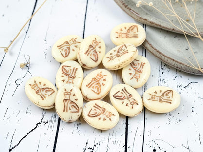 Cat Beads - Kitty Beads - Egyptian Cat - Czech Glass Beads - 12x16mm - 12pcs - (5109)