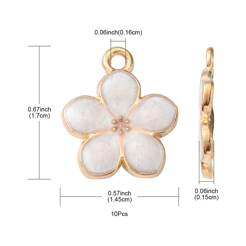 Flower Charms - Gold Charms - Enamel Charms - Metal Charms - Floral Charms - 10pcs - 17x15mm - (B673)